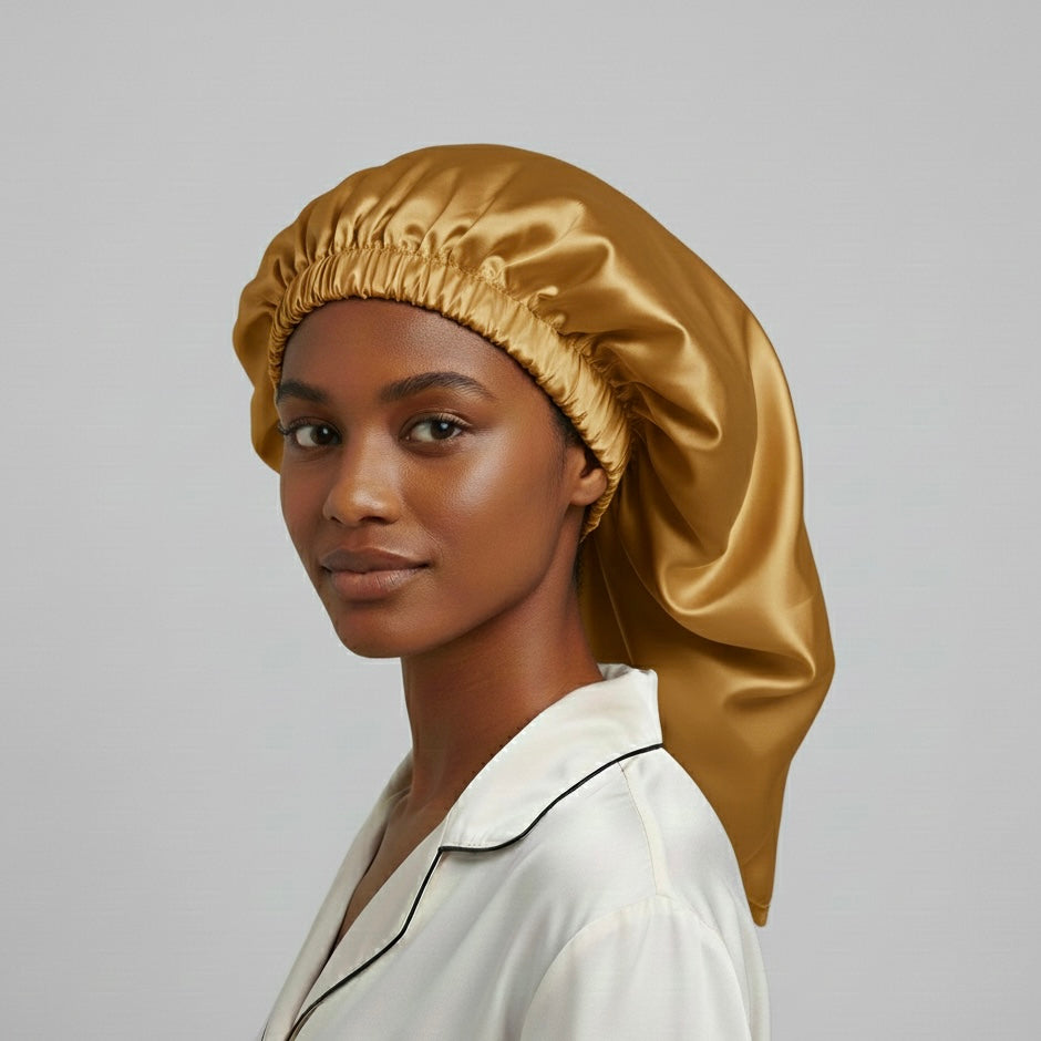 yosmo-zijden-haardoek-groot-goud-op-model