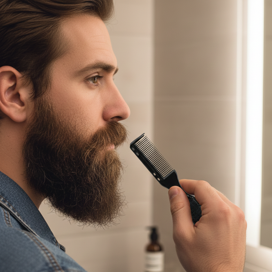 model-gebruikt-de-man-baard-borstel-yosmo