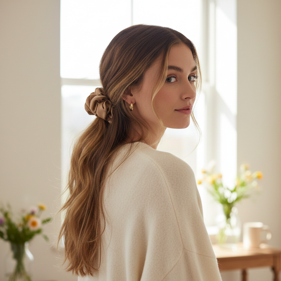 yosmo-zijden-scrunchie-groot-in-haar-model-champagne