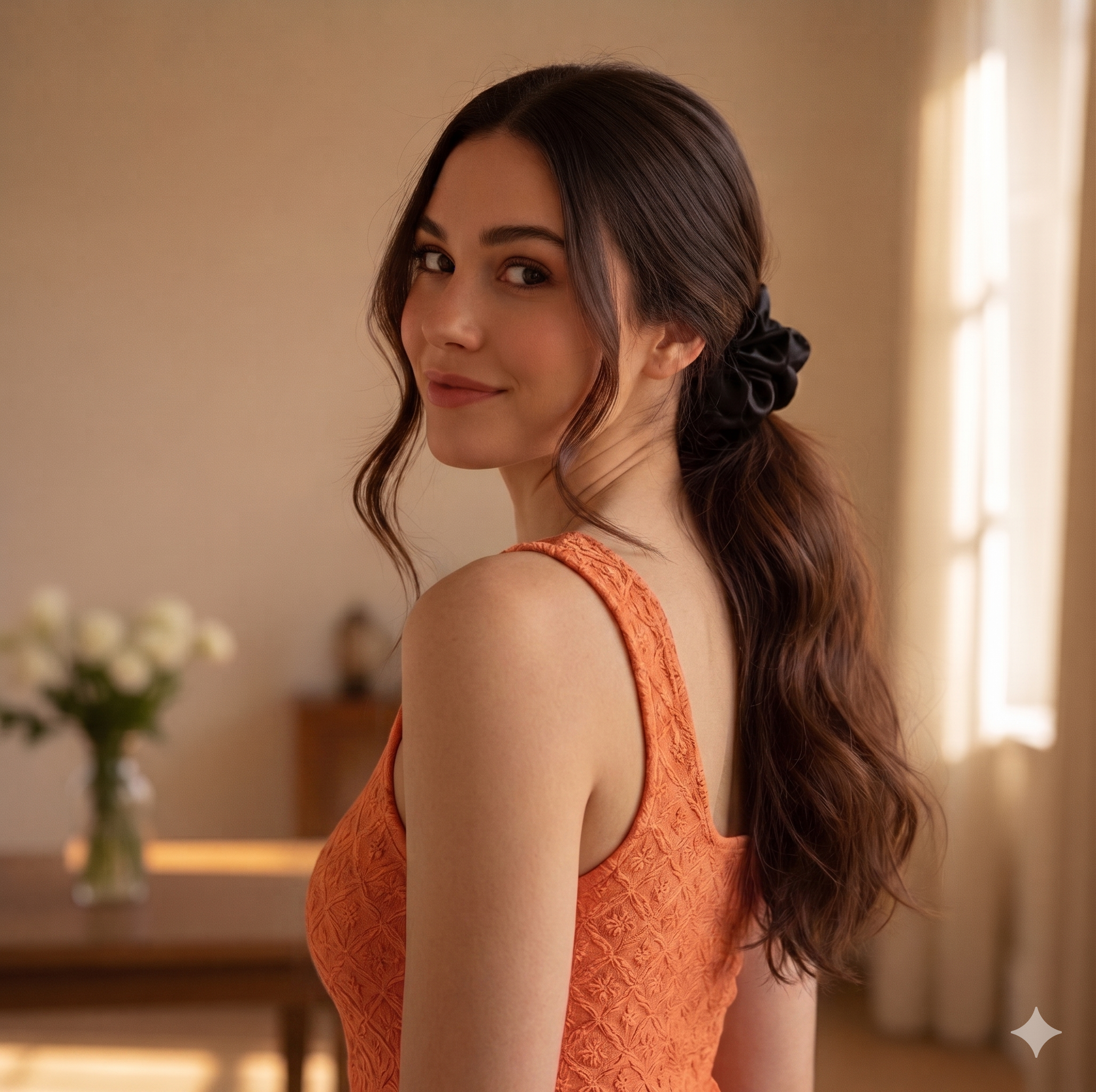 yosmo-grote-scrunchie-in-haar-model-zwart