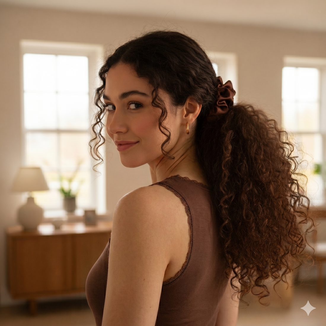 yosmo-grote-zijden-scrunchie-in-het-haar-van-het-model