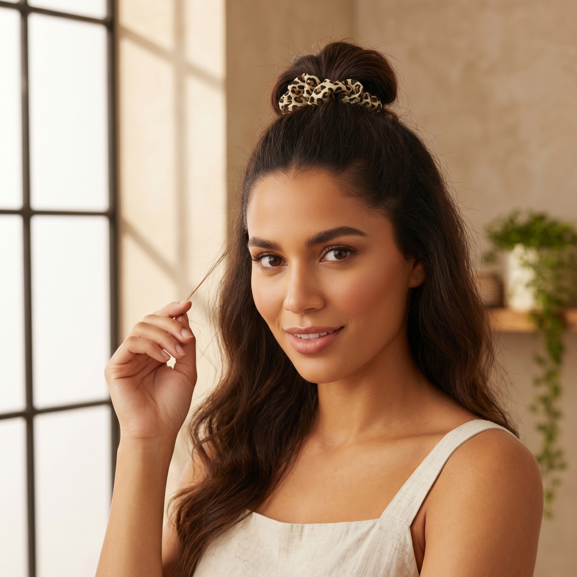 yosmo-zijden-scrunchie-med-tijgerprint-model
