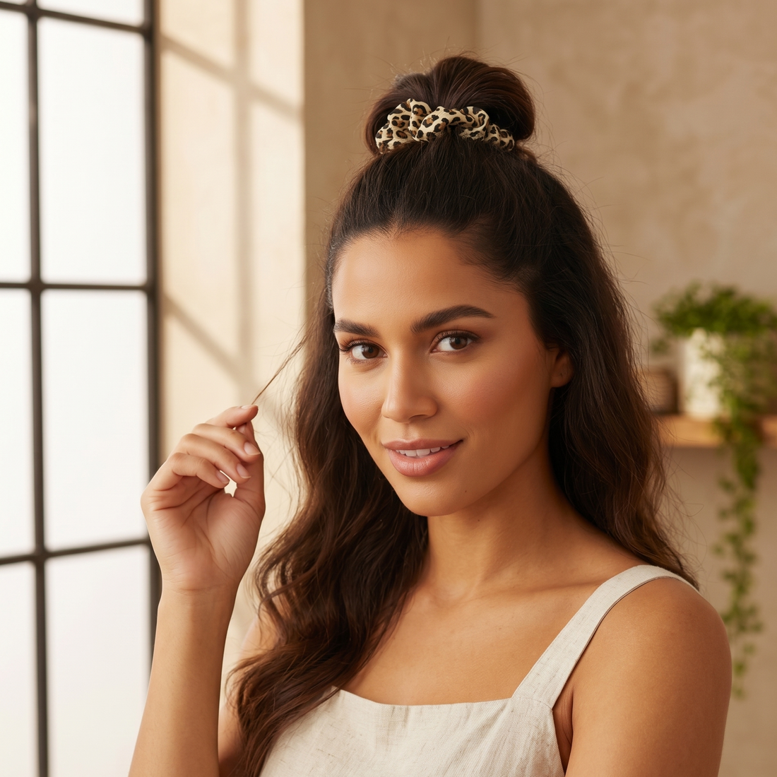 yosmo-zijden-scrunchie-med-tijgerprint-model